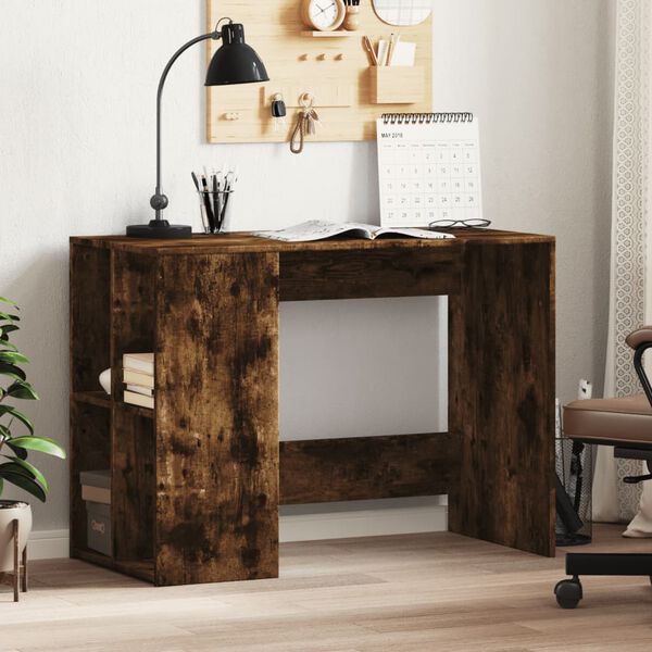 vidaXL Bureau ch&ecirc;ne fum&eacute; 102x50x75 cm bois d'ing&eacute;nierie