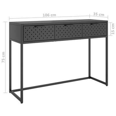 vidaXL Table console Anthracite 106x35x75 cm Acier