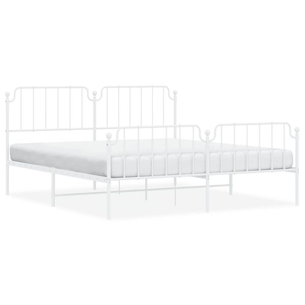 vidaXL Cadre de lit m&eacute;tal sans matelas et pied de lit blanc 183x213 cm