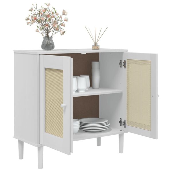 vidaXL Buffet SENJA aspect rotin blanc 80x35x80 cm bois massif de pin