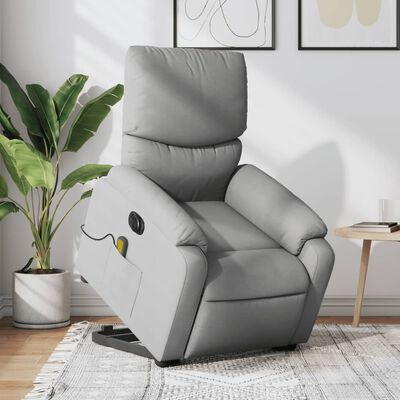 vidaXL Fauteuil inclinable de massage électrique gris clair tissu