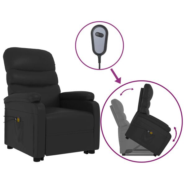 vidaXL Fauteuil de massage Noir Similicuir