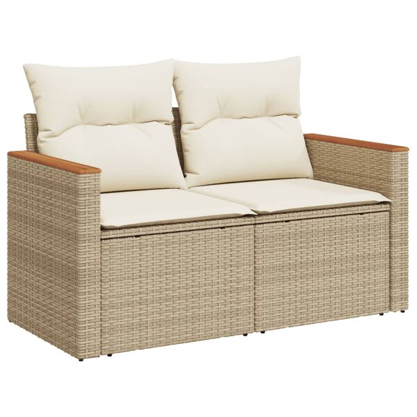 vidaXL Salon de jardin avec coussins 13 pcs beige r&eacute;sine tress&eacute;e
