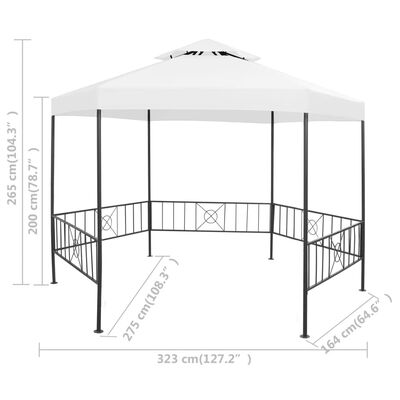 vidaXL Belvédère de jardin 323x275x265 cm Blanc 180 g/m²