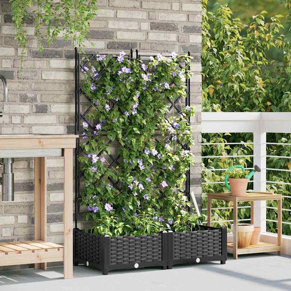 vidaXL Cache-pot de jardin 2 pcs Noir 80 x 40 x 125,5 cm Acier