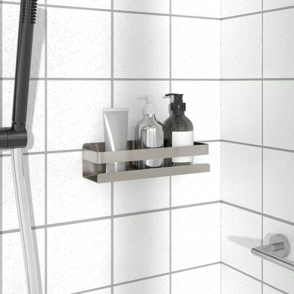 vidaXL &Eacute;tag&egrave;re de douche 23x6,5x6 cm acier inoxydable 304 bross&eacute;