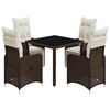 vidaXL Ensemble de bistro de jardin 5 pcs coussins marron poly rotin