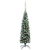 vidaXL Sapin de No&euml;l artificiel mince pr&eacute;-&eacute;clair&eacute; et boules vert 120cm