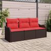 vidaXL Ensemble de canapé de jardin 3 pcs Marron Poly rotin