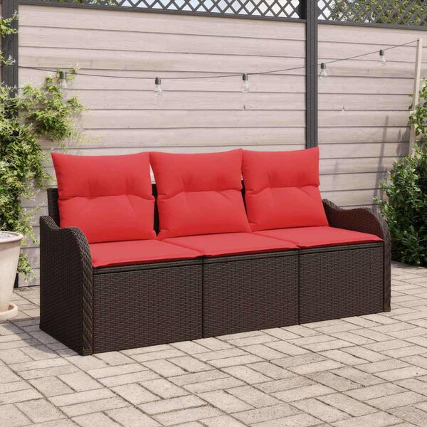 vidaXL Ensemble de canapé de jardin 3 pcs Marron Poly rotin