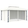 vidaXL Tonnelle avec rideau 4x3 m Blanc cr&egrave;me Aluminium