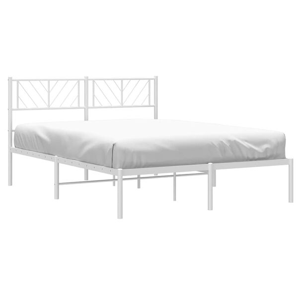 vidaXL Cadre de lit métal sans matelas et tête de lit blanc 135x190 cm