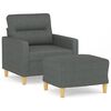 vidaXL Fauteuil avec repose-pied Gris fonc&eacute; 60 cm Tissu