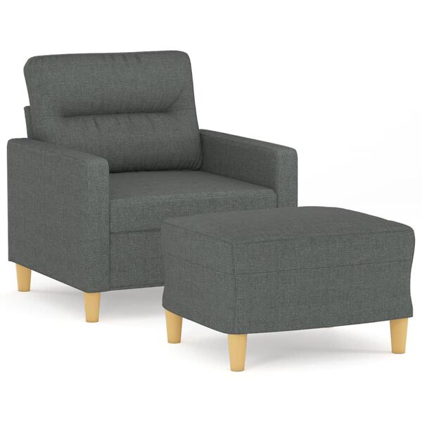 vidaXL Fauteuil avec repose-pied Gris fonc&eacute; 60 cm Tissu