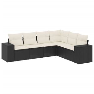 vidaXL Salon de jardin 6 pcs avec coussins noir r&eacute;sine tress&eacute;e