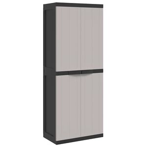vidaXL Armoire de rangement d'ext&eacute;rieur gris et noir 65x37x165 cm PP