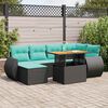 vidaXL Salon de jardin 7 pcs avec coussins noir r&eacute;sine tress&eacute;e