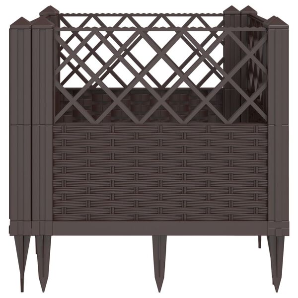 vidaXL Jardini&egrave;re avec piquets marron 43,5x43,5x43,5 cm PP