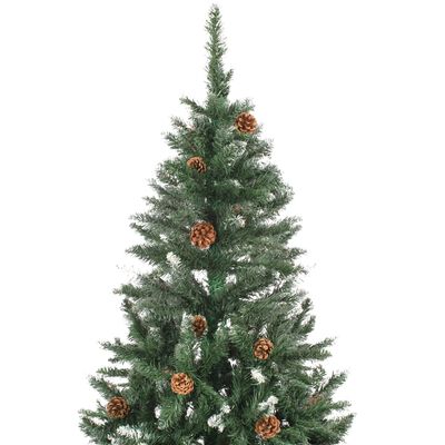 vidaXL Sapin de Noël avec pommes de pin et paillettes blanches 150 cm