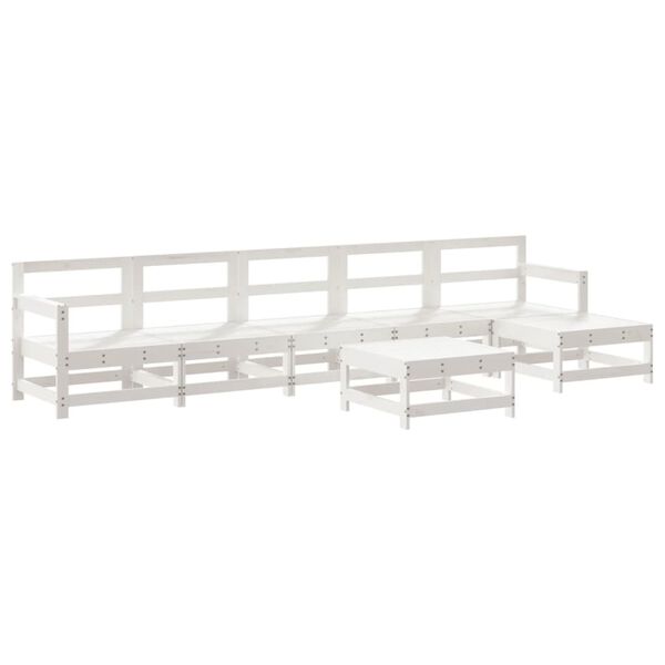 vidaXL Salon de jardin 7 pcs avec coussins blanc bois massif