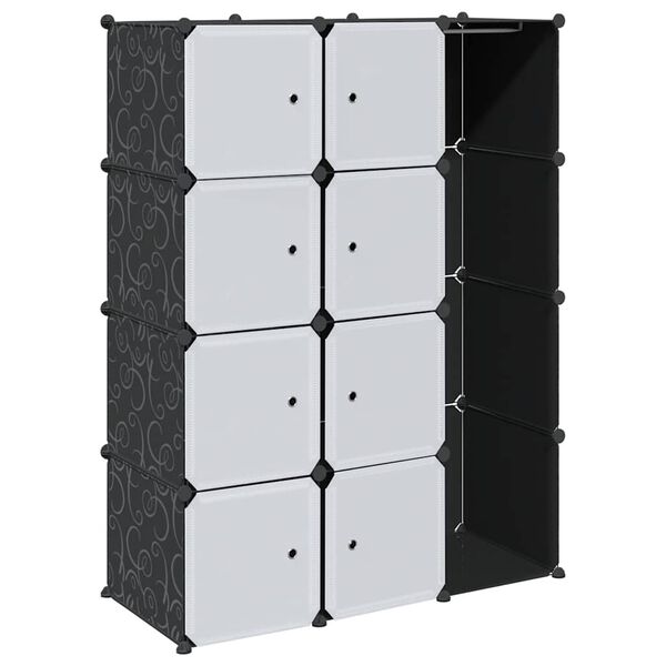 vidaXL Armoire modulaire 9 compartiments noir et blanc 109x36,5x143 cm