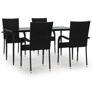 vidaXL Ensemble &agrave; manger de jardin 5 pcs Noir R&eacute;sine tress&eacute;e