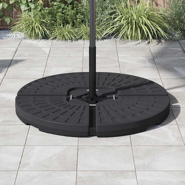 vidaXL Socle de parasol en forme d'&eacute;ventail 4 pcs Noir