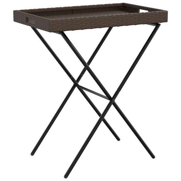 vidaXL Table &agrave; plateau pliable marron 65x40x75 cm r&eacute;sine tress&eacute;e
