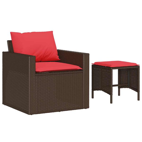vidaXL Salon de jardin 4 pcs avec coussins marron r&eacute;sine tress&eacute;e