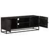 vidaXL Meuble TV noir 110x30x40 cm bois massif de manguier et fer