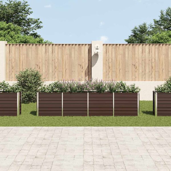 vidaXL Jardinière 320x40x77 cm Acier galvanisé Marron