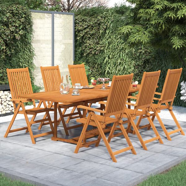 vidaXL Ensemble &agrave; manger de jardin 7 pcs Bois d'acacia massif 160-240 cm