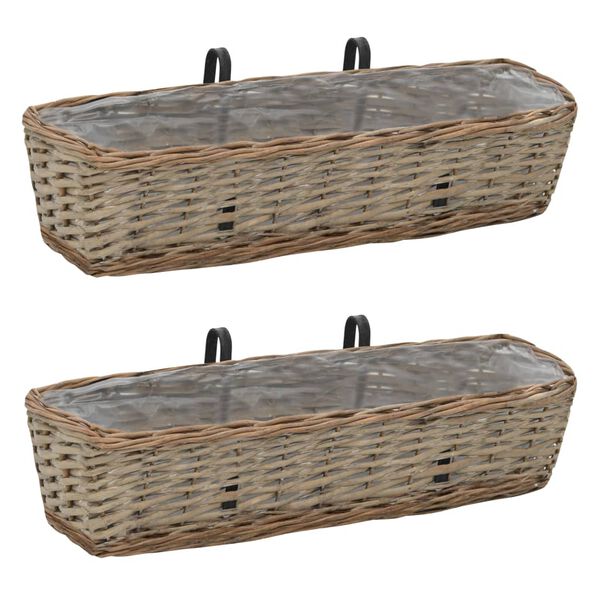 vidaXL Jardini&egrave;re de balcon 2 pcs Osier avec doublure en PE 60 cm