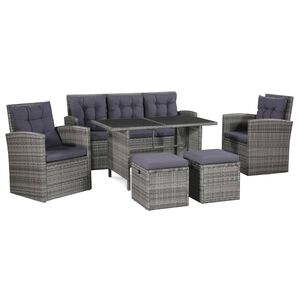 vidaXL Salon de jardin 6 pcs avec coussins r&eacute;sine tress&eacute;e gris