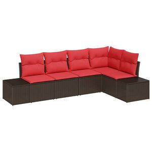 vidaXL Ensemble de canapé de jardin 5 pcs Marron polyrotin