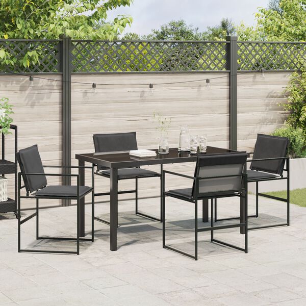 vidaXL Ensemble de salle &agrave; manger pour jardin 5 pcs Noir