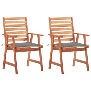 vidaXL Chaises &agrave; manger d'ext&eacute;rieur lot de 2 et coussins Acacia massif