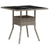 vidaXL Table de jardin avec dessus en verre gris clair r&eacute;sine tress&eacute;e