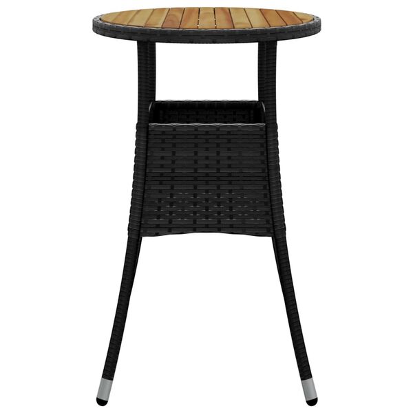 vidaXL Table de jardin &Oslash;60x75 cm Acacia et r&eacute;sine tress&eacute;e Noir