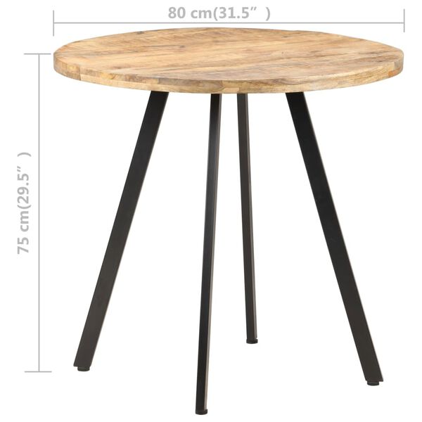 vidaXL Table de salle &agrave; manger 80 cm Bois de manguier brut