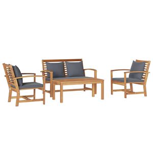 vidaXL Ensemble de canap&eacute; de jardin 4 pcs Naturel Bois de teck massif
