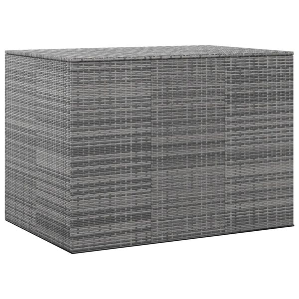 vidaXL Bo&icirc;te &agrave; coussins de jardin R&eacute;sine tress&eacute;e 145x100x103 cm Gris