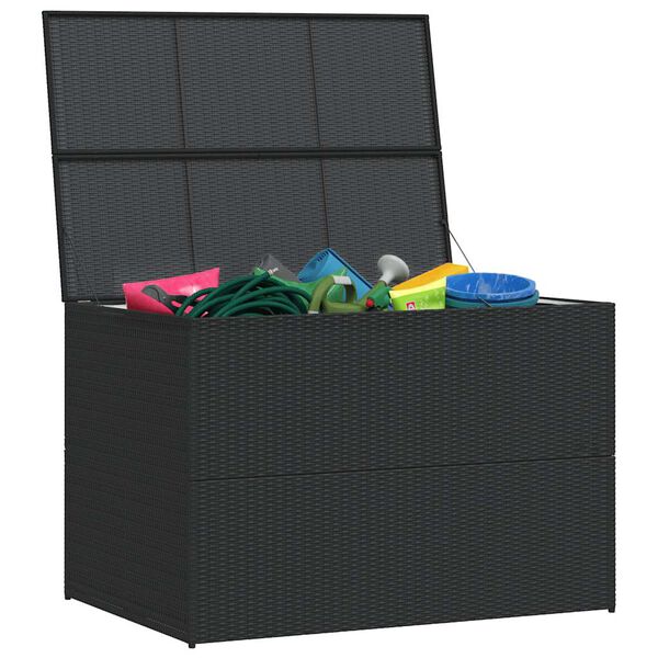 vidaXL Boîte de rangement de jardin noir 150x100x100 cm résine tressée