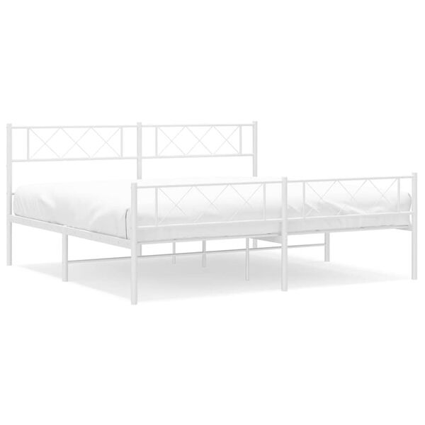 vidaXL Cadre de lit métal sans matelas et pied de lit blanc 183x213 cm