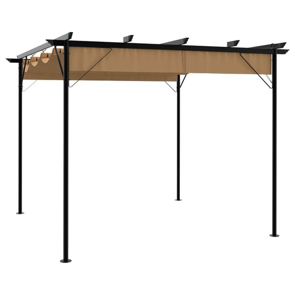 vidaXL Pergola avec toit r&eacute;tractable taupe 3x3 m acier 180 g/m&sup2;