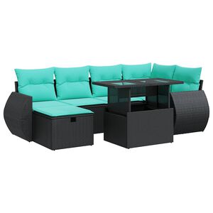 vidaXL Salon de jardin avec coussins 7 pcs gris r&eacute;sine tress&eacute;e acacia