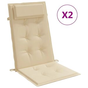 vidaXL Coussins de chaise &agrave; dossier haut lot de 2 beige tissu oxford