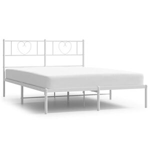 vidaXL Cadre de lit métal sans matelas et tête de lit blanc 135x190 cm