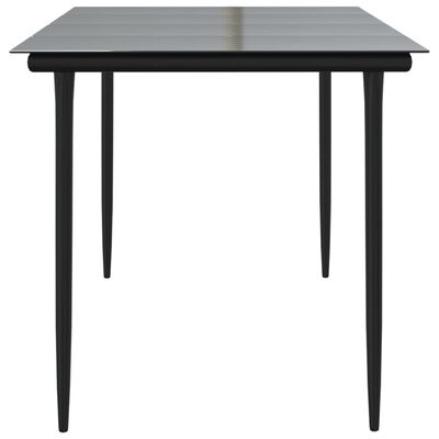 vidaXL Table à dîner de jardin Noir 160x80x74 cm Acier et verre trempé