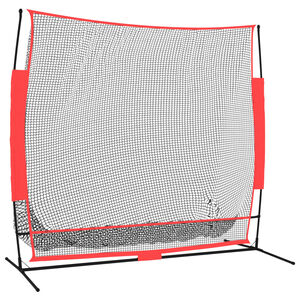 vidaXL Filet de baseball portable noir/rouge 215x107x216 cm polyester